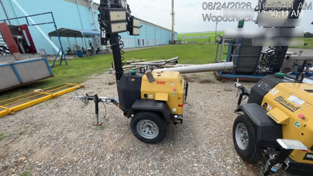 2022 Allmand NLV3GR (4) LED Light Fixture 350W, 23' Vertical Mast, 3kW Prime, Towable, Deep Sea L401, Leveling Jacks, Yanmar T4F 5.8hp