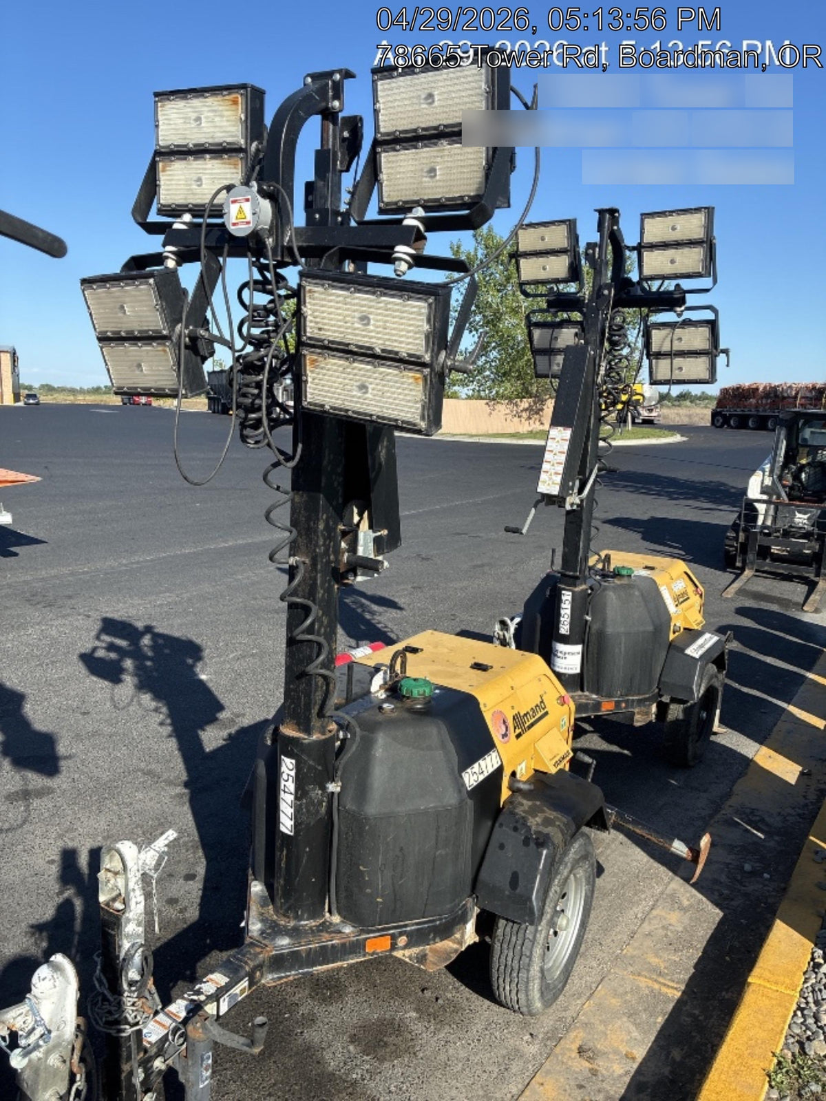 2022 Allmand NLV3GR (4) LED Light Fixture 350W, 23' Vertical Mast, 3kW Prime, Towable, ES Decals, T3
