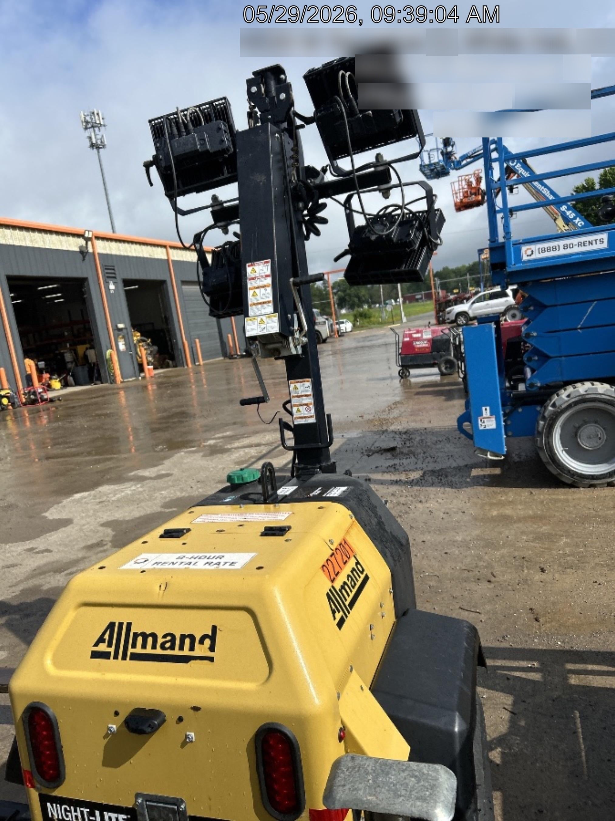 2022 Allmand NLV3GR (4) LED Light Fixture 350W, 23' Vertical Mast, 3kW Prime, Towable, Deep Sea L401, Leveling Jacks, Yanmar T4F 5.8hp