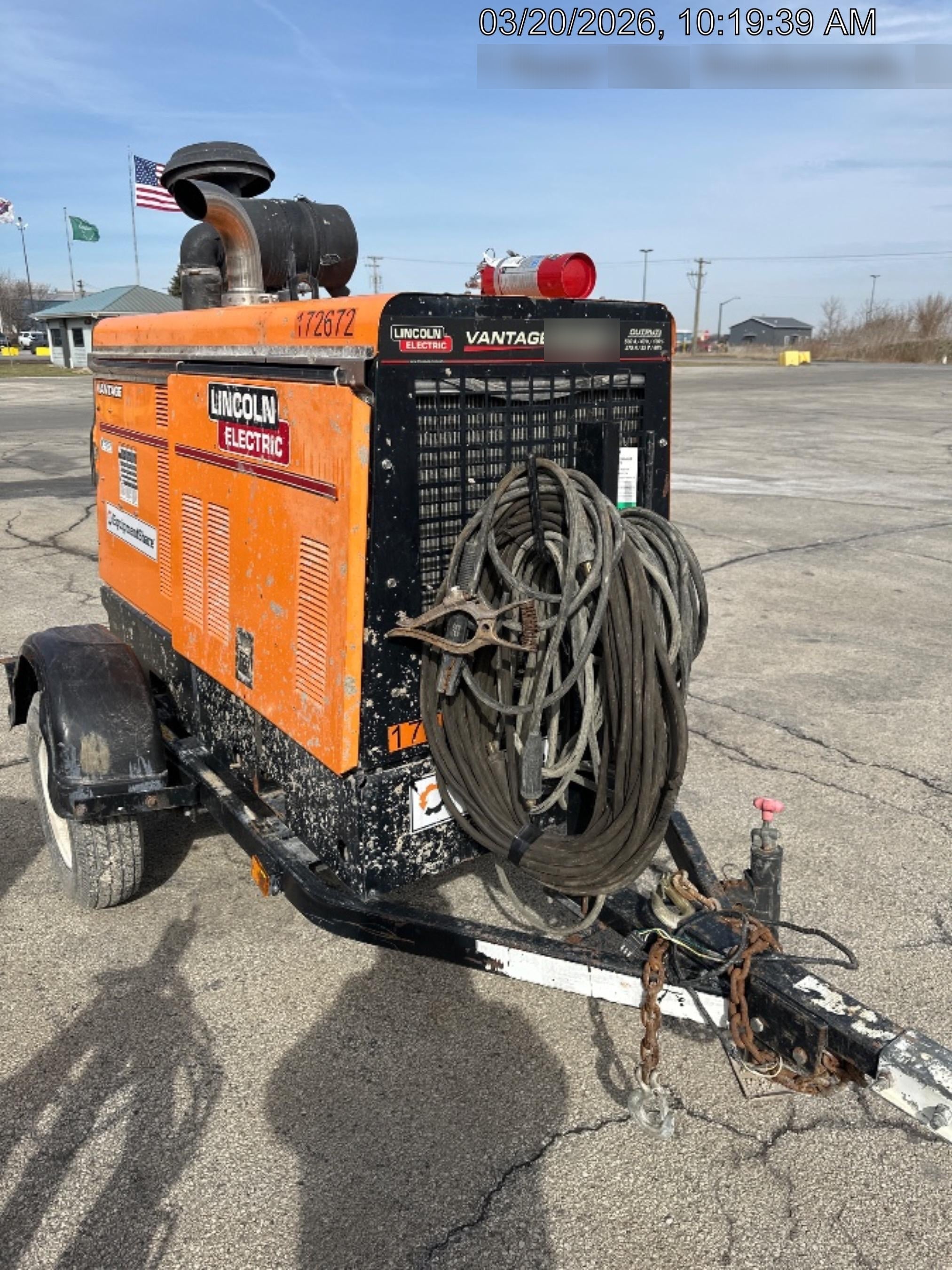 2021 Lincoln Electric Vantage 549X Ready Pak 3, ORANGE (includes trailer, cable rack, fender light kit)