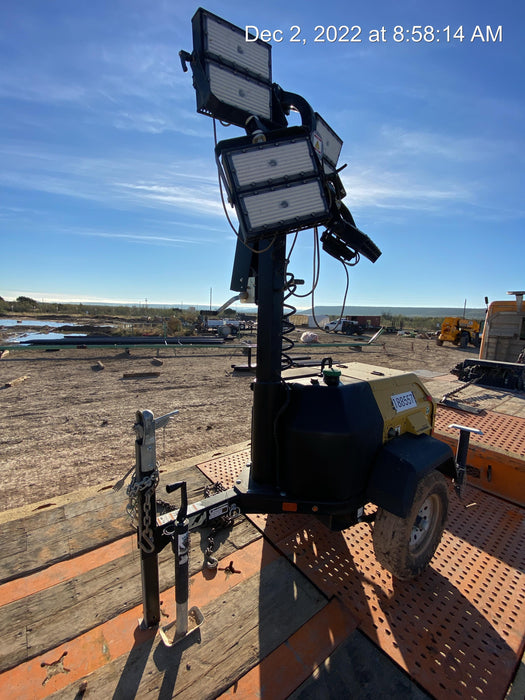 Allmand NLV3GR (4) LED Light Fixture 350W, 23' Vertical Mast, 3kW Prime, Towable, Deep Sea L401, Leveling Jacks, Yanmar T4F 5.8hp