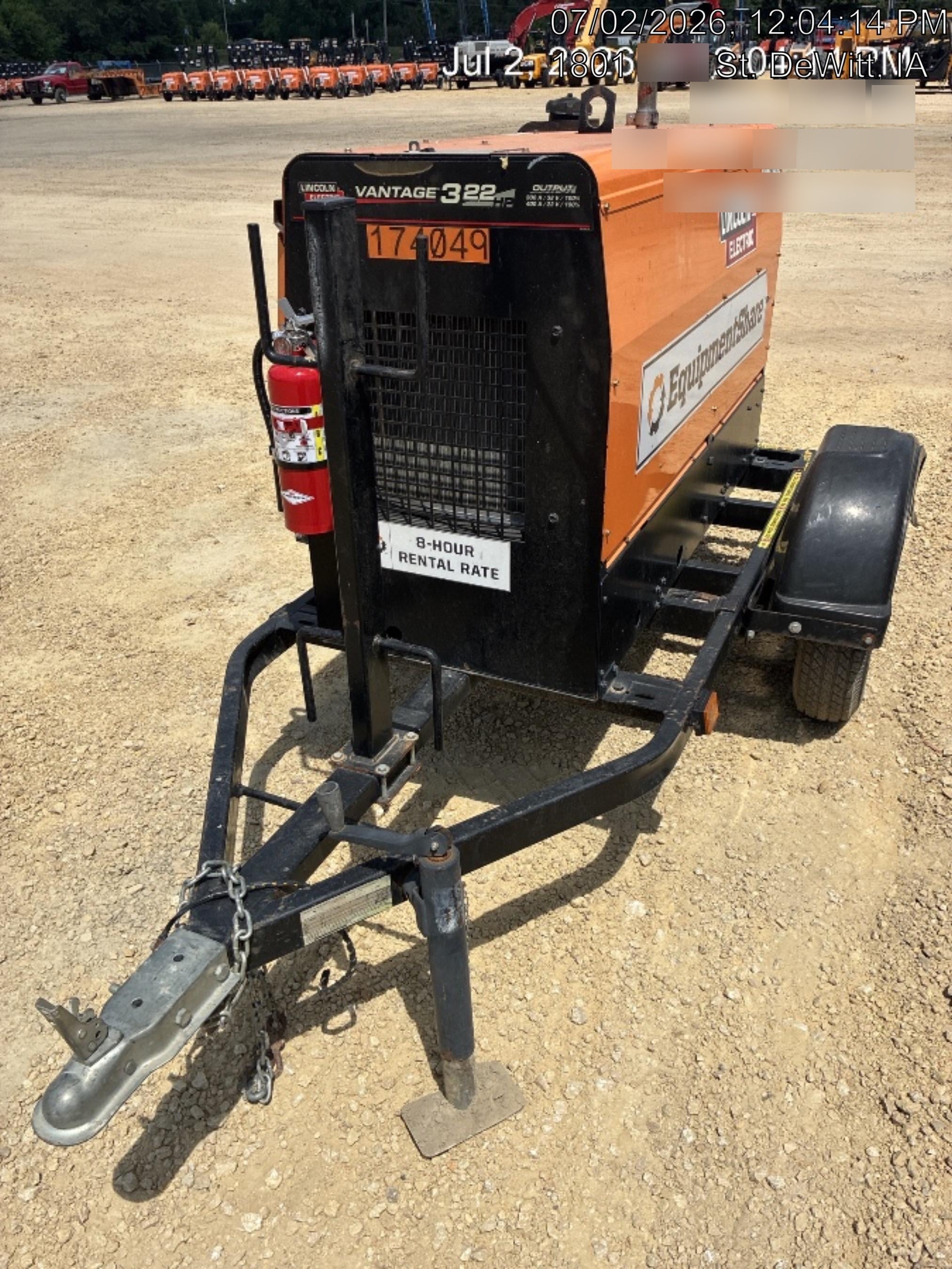 2021 Lincoln Electric Vantage 322 Vantage 322 Ready Pak 3 w/ Decals, ORANGE (includes trailer, cable rack, fender light kit) NO Telematics