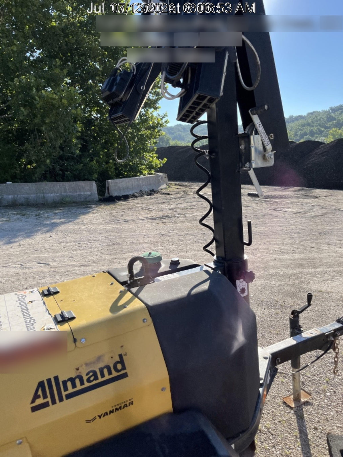 2021 Allmand NLV3GR (4) LED Light Fixture 350W, 23' Vertical Mast, 3kW Prime, Towable, Deep Sea L401, Leveling Jacks, Yanmar T4F 5.8hp