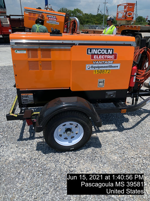 2021 Lincoln Electric Vantage 322 Vantage 322 Ready Pak 3 w/ Telematics & Decals, ORANGE (includes trailer, cable rack, fender light kit)