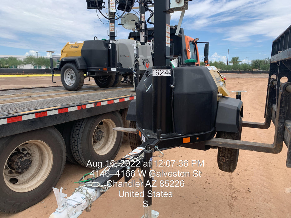 2022 Allmand NLV3GR (4) LED Light Fixture 350W, 23' Vertical Mast, 3kW Prime, Towable, Deep Sea L401, Leveling Jacks, Yanmar T4F 5.8hp