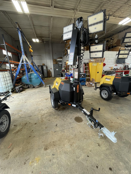 2022 Allmand NLV3GR (4) LED Light Fixture 350W, 23' Vertical Mast, 3kW Prime, Towable, Deep Sea L401, Leveling Jacks, Yanmar T4F 5.8hp