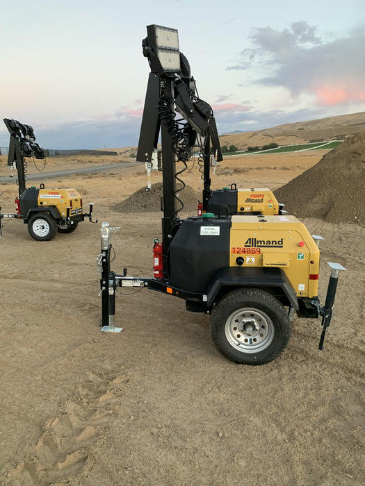 2020 Allmand NLV3GR (4) LED Light Fixture 350W, 23' Vertical Mast, 3kW Prime, Towable, Deep Sea L401, Leveling Jacks, Yanmar T4F 5.8hp