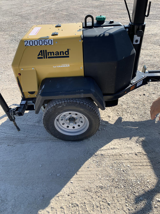 2022 Allmand NLV3GR (4) LED Light Fixture 350W, 23' Vertical Mast, 3kW Prime, Towable, Deep Sea L401, Leveling Jacks, Yanmar T4F 5.8hp