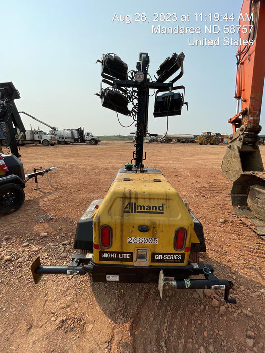 2022 Allmand NLV3GR (4) LED Light Fixture 350W, 23' Vertical Mast, 3kW Prime, Towable, ES Decals, T3