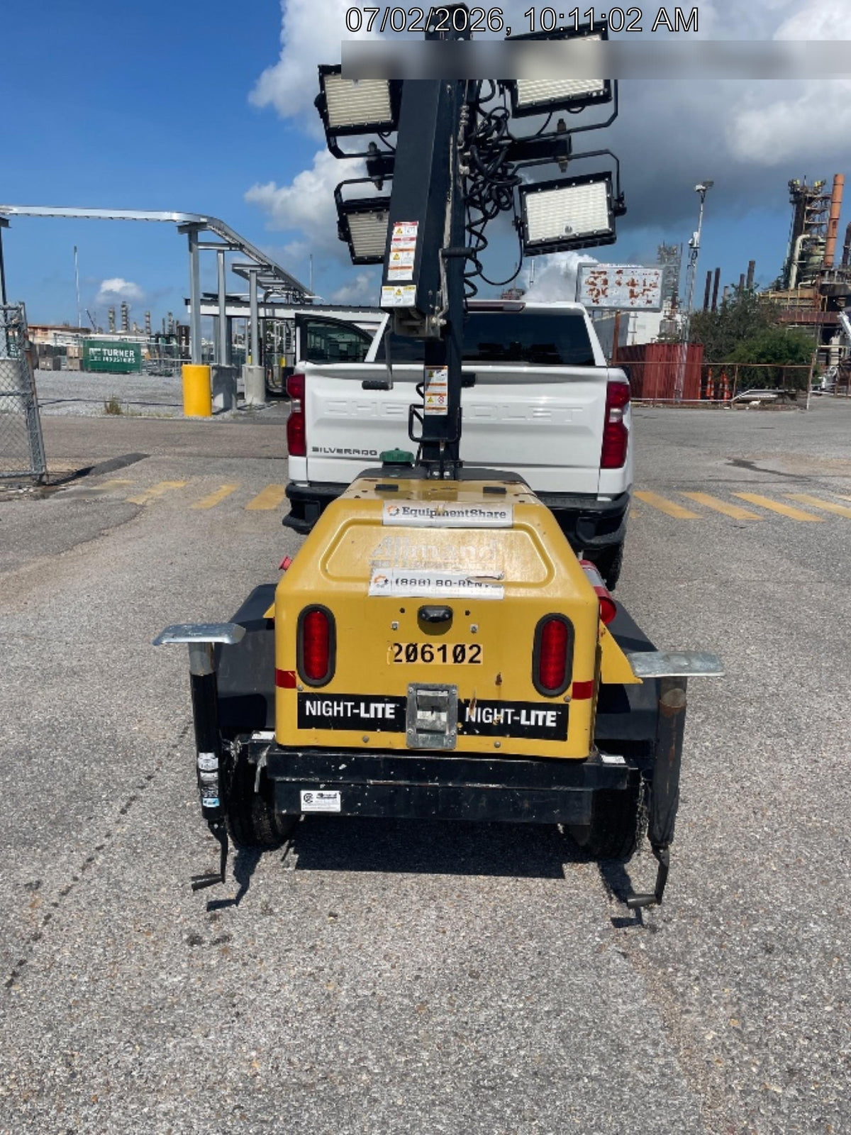 2022 Allmand NLV3GR (4) LED Light Fixture 350W, 23' Vertical Mast, 3kW Prime, Towable, Deep Sea L401, Leveling Jacks, Yanmar T4F 5.8hp