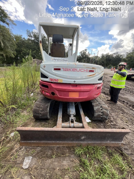 2019 Takeuchi TB260 Canopy, Standard Blade, Auxiliary hydraulics Manual QC, Hydraulic thumb, 12" ,18", 24" Bucket