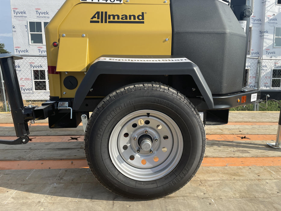 2022 Allmand NLV3GR (4) LED Light Fixture 350W, 23' Vertical Mast, 3kW Prime, Towable, Deep Sea L401, Leveling Jacks, Yanmar T4F 5.8hp