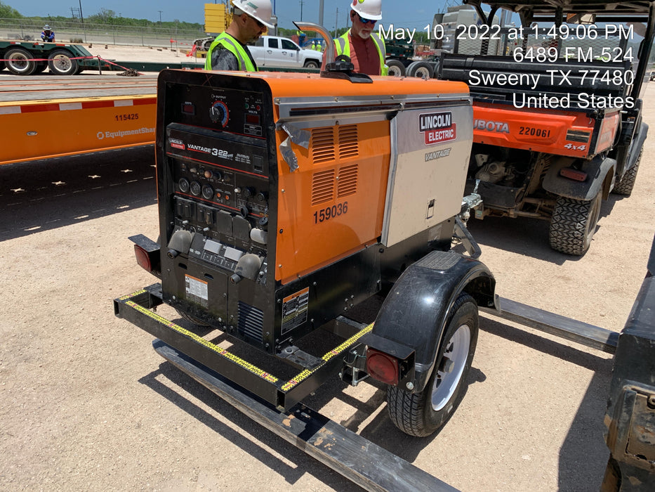 2021 Lincoln Electric Vantage 322 Vantage 322 Ready Pak 3 w/ Decals, ORANGE (includes trailer, cable rack, fender light kit) NO Telematics