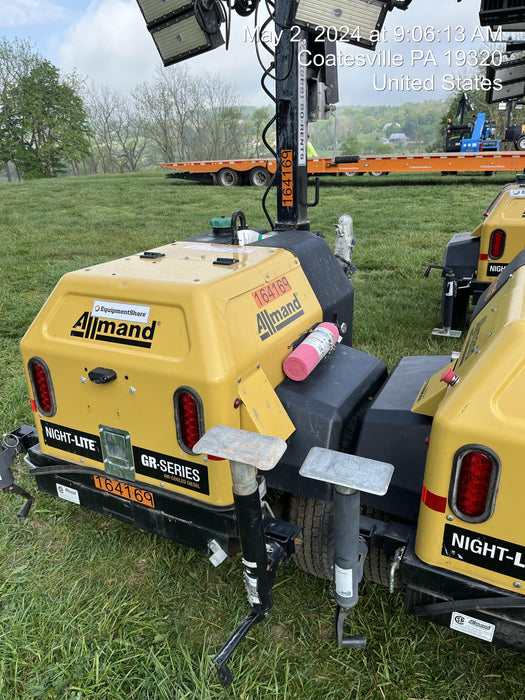 2021 Allmand NLV3GR (4) LED Light Fixture 350W, 23' Vertical Mast, 3kW Prime, Towable, Deep Sea L401, Leveling Jacks, Yanmar T4F 5.8hp