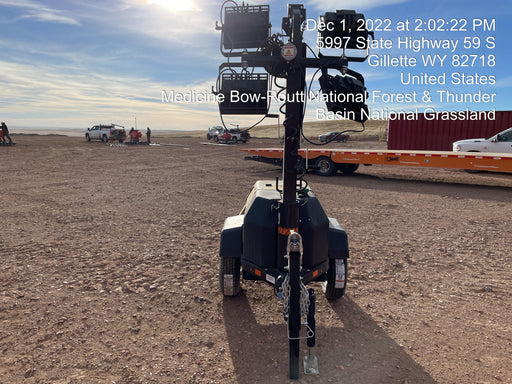 2022 Allmand NLV3GR (4) LED Light Fixture 350W, 23' Vertical Mast, 3kW Prime, Towable, ES Decals, T3 no