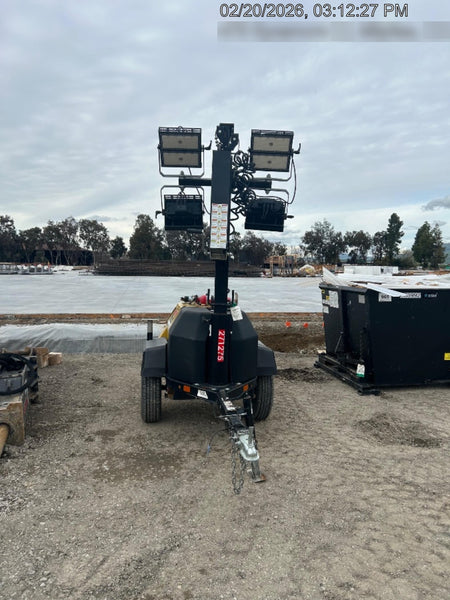 2022 Allmand NLV3GR (4) LED Light Fixture 350W, 23' Vertical Mast, 3kW Prime, Towable, ES Decals, T3