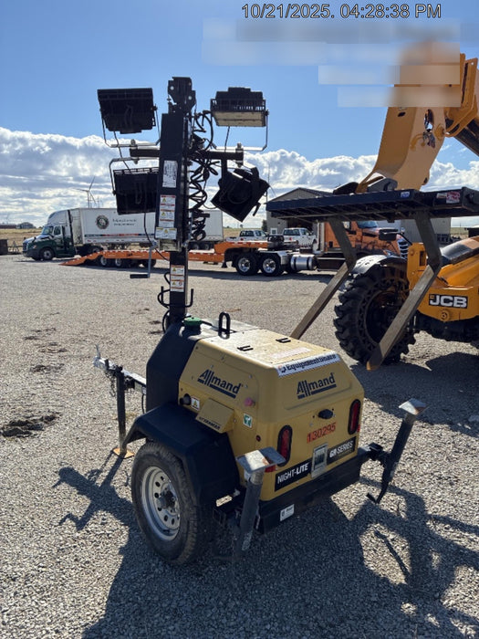 2021 Allmand NLV3GR (4) LED Light Fixture 350W, 23' Vertical Mast, 3kW Prime, Towable, Deep Sea L401, Leveling Jacks, Yanmar T4F 5.8hp