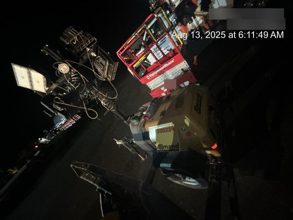 2022 Allmand NLV3GR (4) LED Light Fixture 350W, 23' Vertical Mast, 3kW Prime, Towable, Deep Sea L401, Leveling Jacks, Yanmar T4F 5.8hp