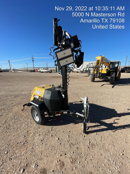 2022 Allmand NLV3GR (4) LED Light Fixture 350W, 23' Vertical Mast, 3kW Prime, Towable, Deep Sea L401, Leveling Jacks, Yanmar T4F 5.8hp