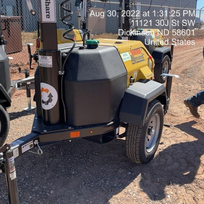 2022 Allmand NLV3GR (4) LED Light Fixture 350W, 23' Vertical Mast, 3kW Prime, Towable, ES Decals, T3