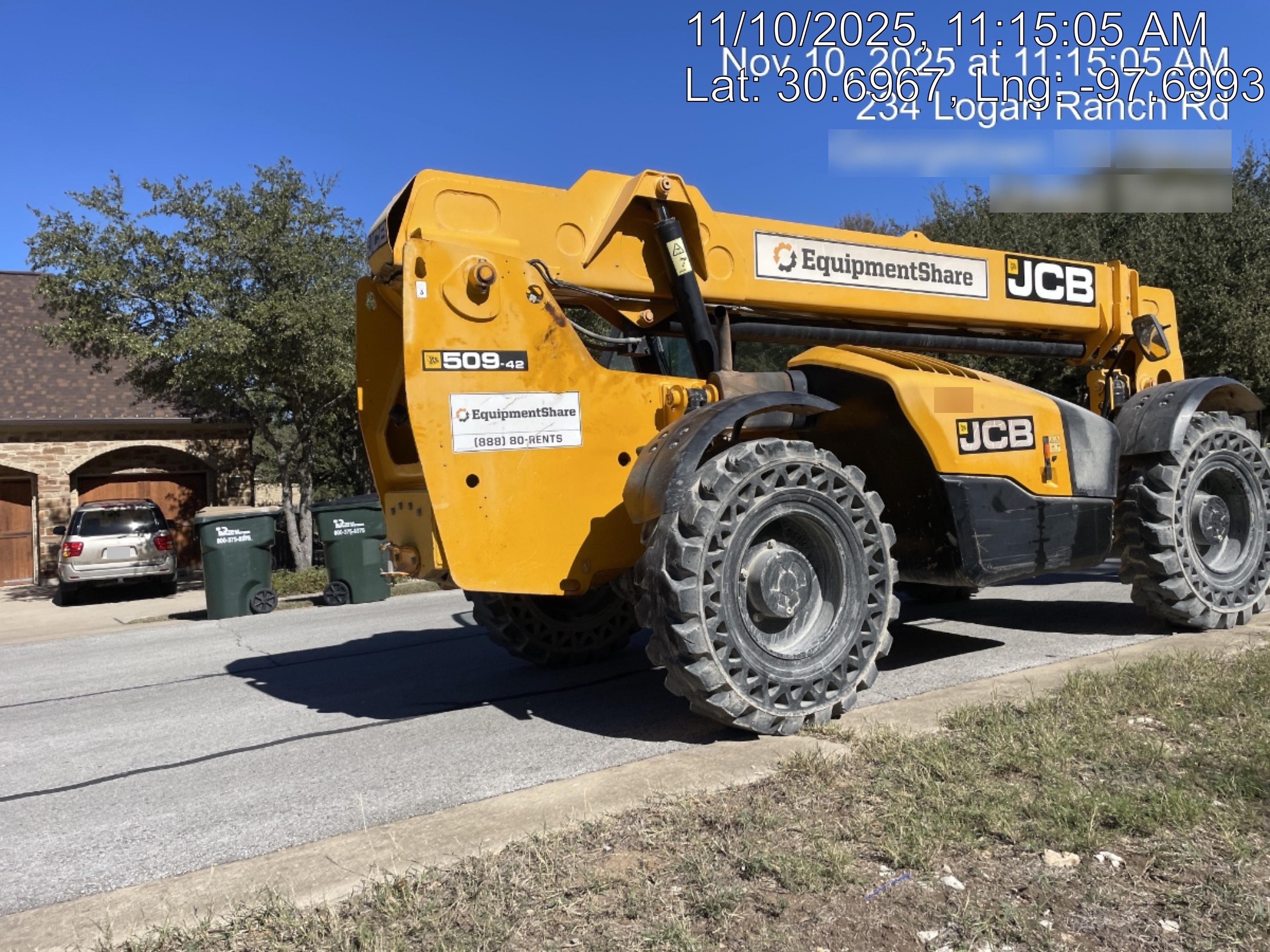2019 JCB 509-42 JCB 509-42 Enclosed Cab, 74 HP, Solid Tires, Worklights, Beacon, Aux Hydraulics, Lifting Eye, 60" Carriage/60" Forks