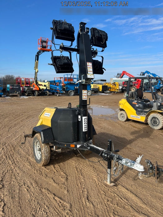 2022 Allmand NLV3GR (4) LED Light Fixture 350W, 23' Vertical Mast, 3kW Prime, Towable, Deep Sea L401, Leveling Jacks, Yanmar T4F 5.8hp