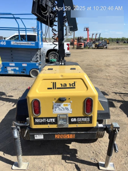 2022 Allmand NLV3GR (4) LED Light Fixture 350W, 23' Vertical Mast, 3kW Prime, Towable, Deep Sea L401, Leveling Jacks, Yanmar T4F 5.8hp
