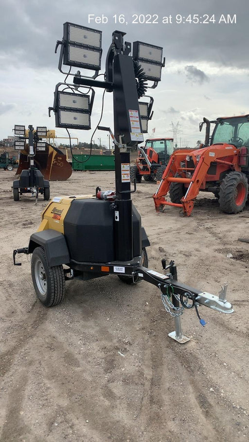 2022 Allmand NLV3GR (4) LED Light Fixture 350W, 23' Vertical Mast, 3kW Prime, Towable, Deep Sea L401, Leveling Jacks, Yanmar T4F 5.8hp