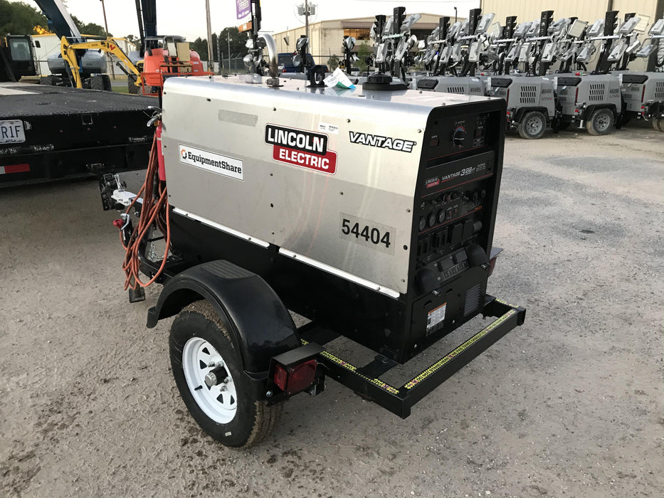 2019 Lincoln Electric Vantage 322 Welder Ready-Pak 3, Two wheel trailer, Fender and Light kit, Cable Rack