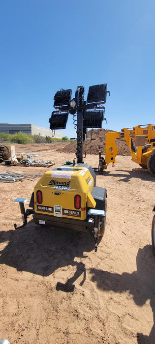 2022 Allmand NLV3GR (4) LED Light Fixture 350W, 23' Vertical Mast, 3kW Prime, Towable, Deep Sea L401, Leveling Jacks, Yanmar T4F 5.8hp