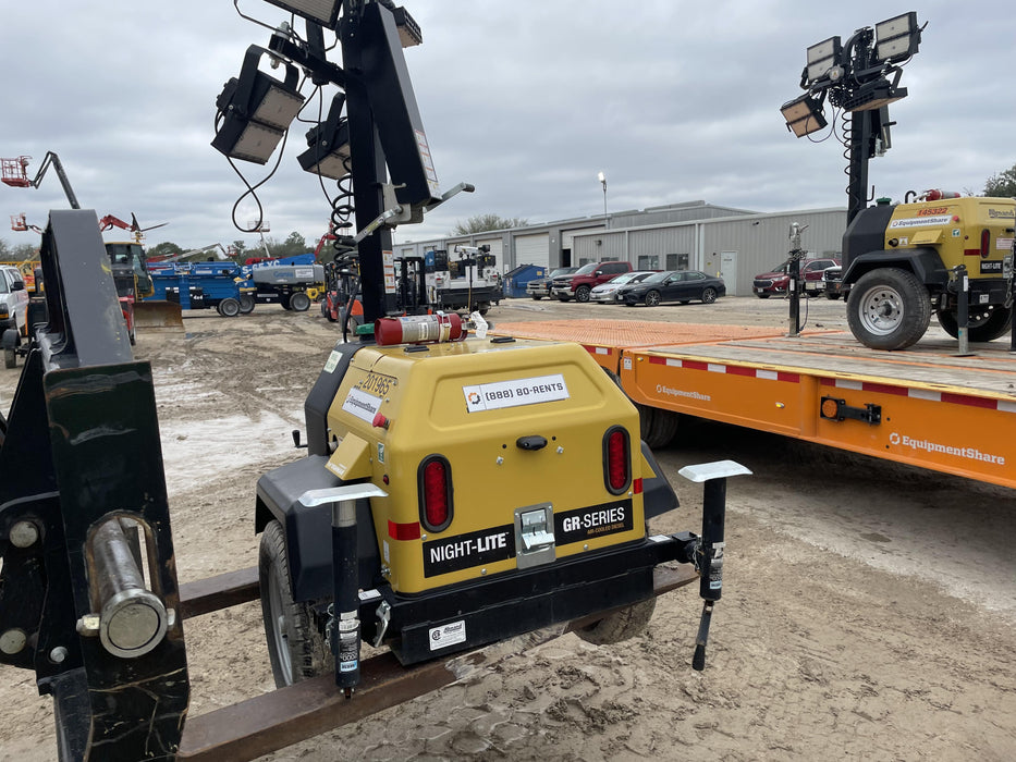 2022 Allmand NLV3GR (4) LED Light Fixture 350W, 23' Vertical Mast, 3kW Prime, Towable, Deep Sea L401, Leveling Jacks, Yanmar T4F 5.8hp