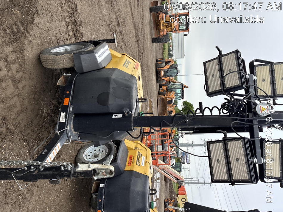 2022 Allmand NLV3GR (4) LED Light Fixture 350W, 23' Vertical Mast, 3kW Prime, Towable, Deep Sea L401, Leveling Jacks, Yanmar T4F 5.8hp