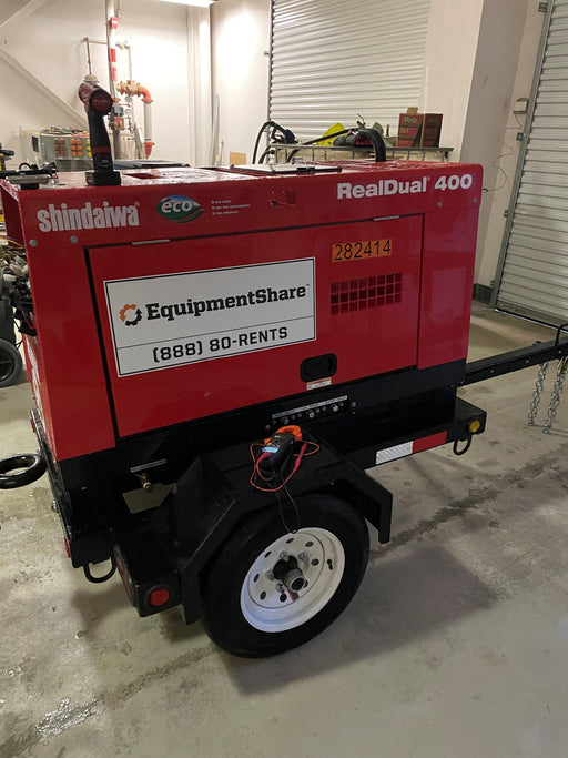 2022 Shindaiwa DGW400MDL Kubota D902 Engine, 23 HP, Dual Op Welder, Wire, Arc, Droop Stick, Tig, and CC Stick Functionality, Simulphase, 3 Phase and 1 Phase Gen Output, Single Axle NB Trlr, Slr Trckl Chrg 12V 12W, Fire Ext