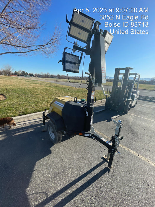 2022 Allmand NLV3GR (4) LED Light Fixture 350W, 23' Vertical Mast, 3kW Prime, Towable, Deep Sea L401, Leveling Jacks, Yanmar T4F 5.8hp