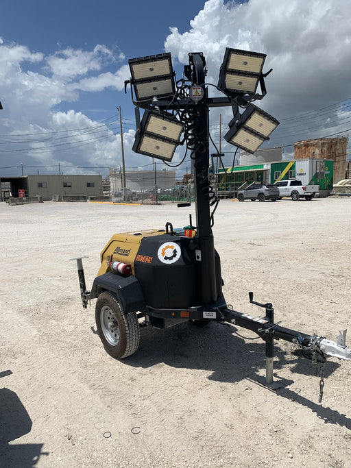 Allmand NLV3GR (4) LED Light Fixture 350W, 23' Vertical Mast, 3kW Prime, Towable, Deep Sea L401, Leveling Jacks, Yanmar T4F 5.8hp
