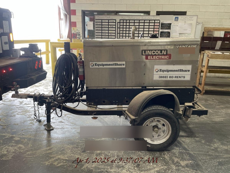 2019 Lincoln Electric Vantage 322 Welder Ready-Pak 3, Two wheel trailer, Fender and Light kit, Cable Rack