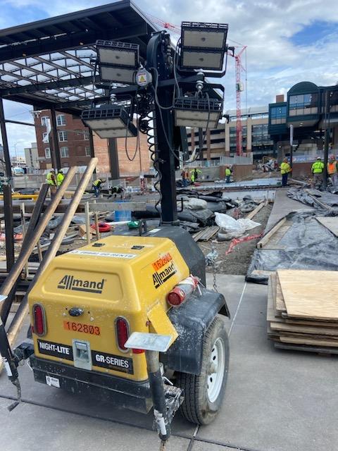 2021 Allmand NLV3GR (4) LED Light Fixture 350W, 23' Vertical Mast, 3kW Prime, Towable, Deep Sea L401, Leveling Jacks, Yanmar T4F 5.8hp