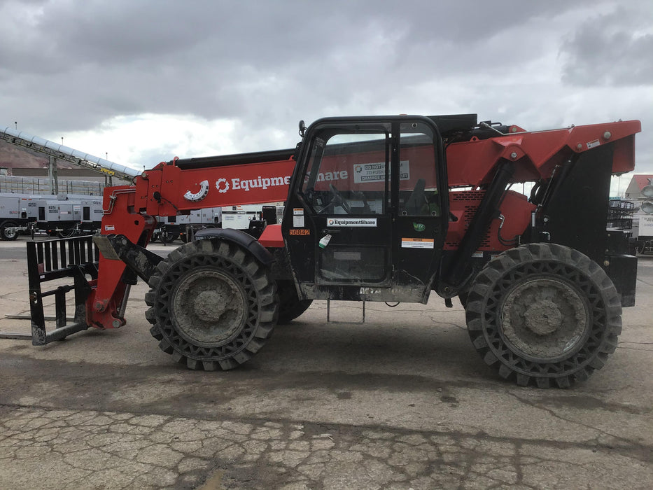 2020 Manitou MTA10055 Cab/Heat/Air, LED Work Lights, Solid Tires, Lift Hook, Beacon, Auxiliary Hydraulics w/66" Carriage and 60" Forks