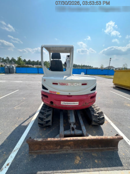 2019 Takeuchi TB260 Canopy, Standard Blade, Auxiliary hydraulics Manual QC, Hydraulic thumb, 12" ,18", 24" Bucket