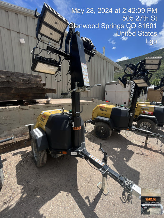 2022 Allmand NLV3GR (4) LED Light Fixture 350W, 23' Vertical Mast, 3kW Prime, Towable, ES Decals, T3
