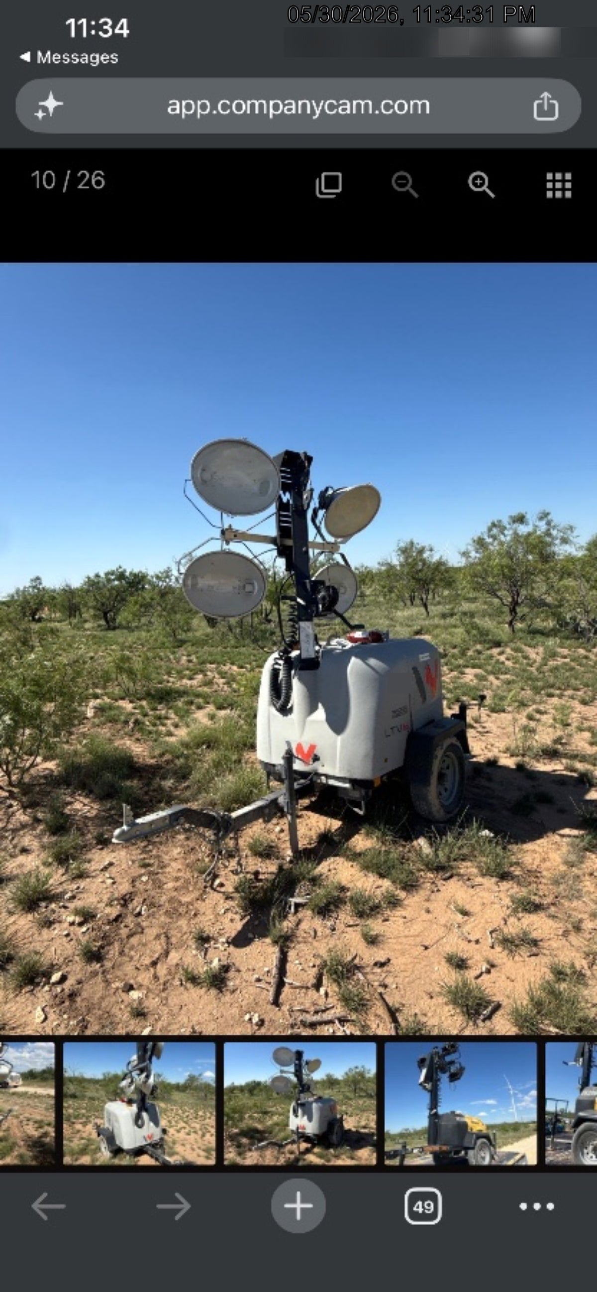 2018 Wacker Neuson LTV6L-MH Wacker Neuson LTV6L Mobile Light Tower w/Fuel Level Sensor Installed