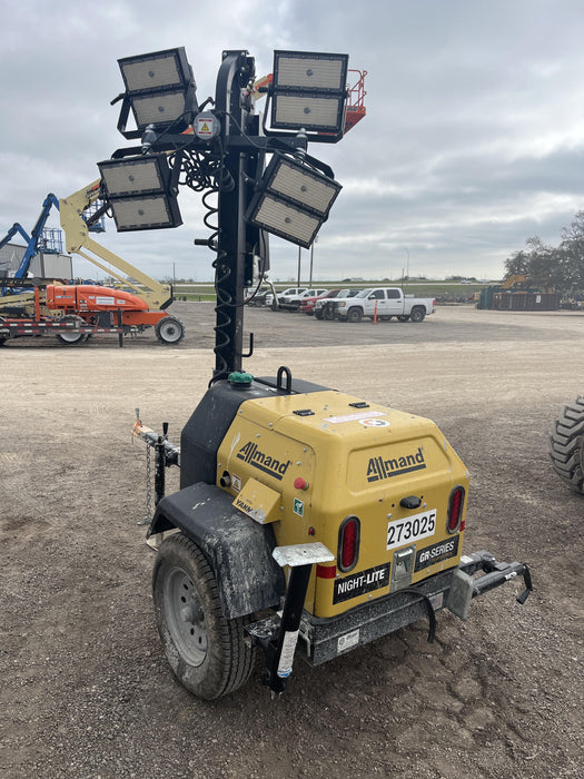 2022 Allmand NLV3GR (4) LED Light Fixture 350W, 23' Vertical Mast, 3kW Prime, Towable, ES Decals, T3