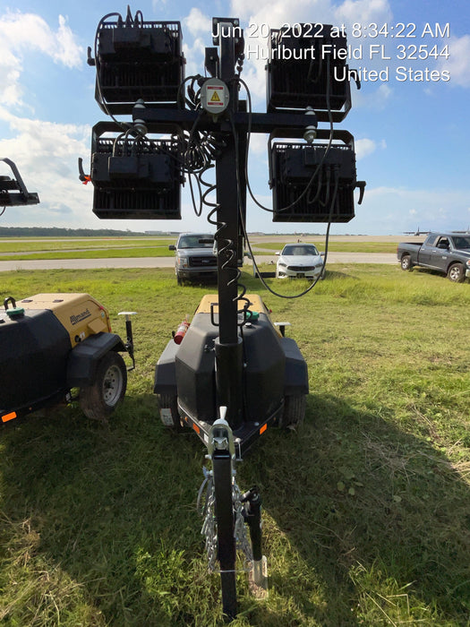 2022 Allmand NLV3GR (4) LED Light Fixture 350W, 23' Vertical Mast, 3kW Prime, Towable, Deep Sea L401, Leveling Jacks, Yanmar T4F 5.8hp