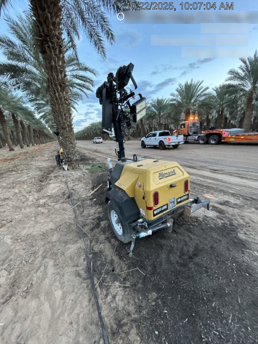 2021 Allmand NLV3GR (4) LED Light Fixture 350W, 23' Vertical Mast, 3kW Prime, Towable, Deep Sea L401, Leveling Jacks, Yanmar T4F 5.8hp