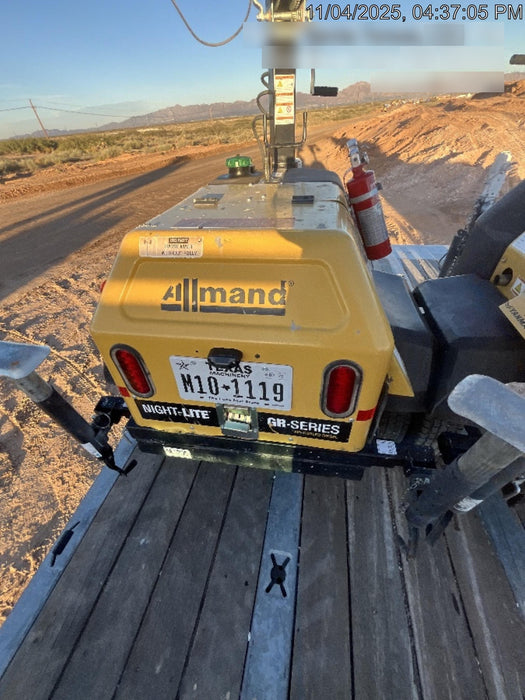 Allmand NLV3GR (4) LED Light Fixture 350W, 23' Vertical Mast, 3kW Prime, Towable, Deep Sea L401, Leveling Jacks, Yanmar T4F 5.8hp