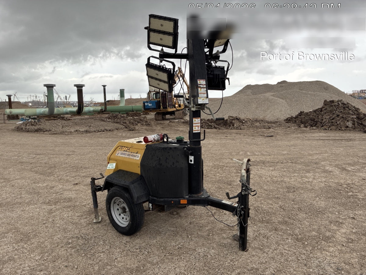 2022 Allmand NLV3GR (4) LED Light Fixture 350W, 23' Vertical Mast, 3kW Prime, Towable, Deep Sea L401, Leveling Jacks, Yanmar T4F 5.8hp