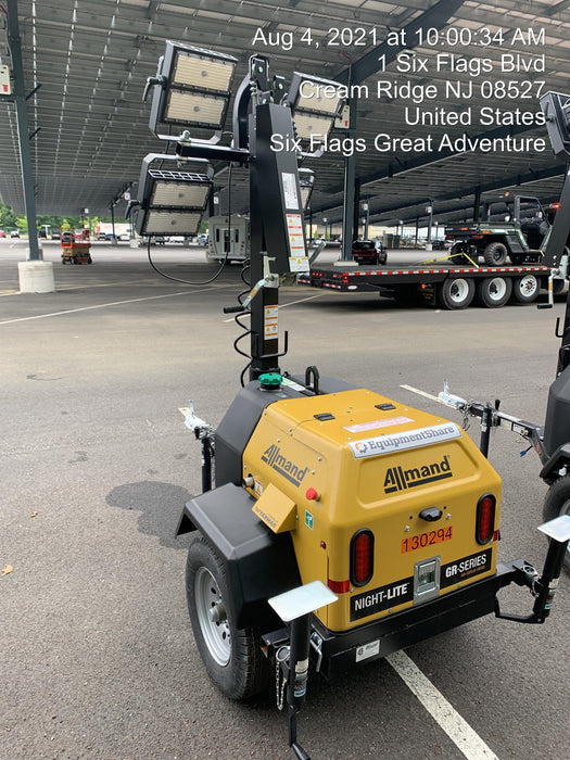 2021 Allmand NLV3GR (4) LED Light Fixture 350W, 23' Vertical Mast, 3kW Prime, Towable, Deep Sea L401, Leveling Jacks, Yanmar T4F 5.8hp