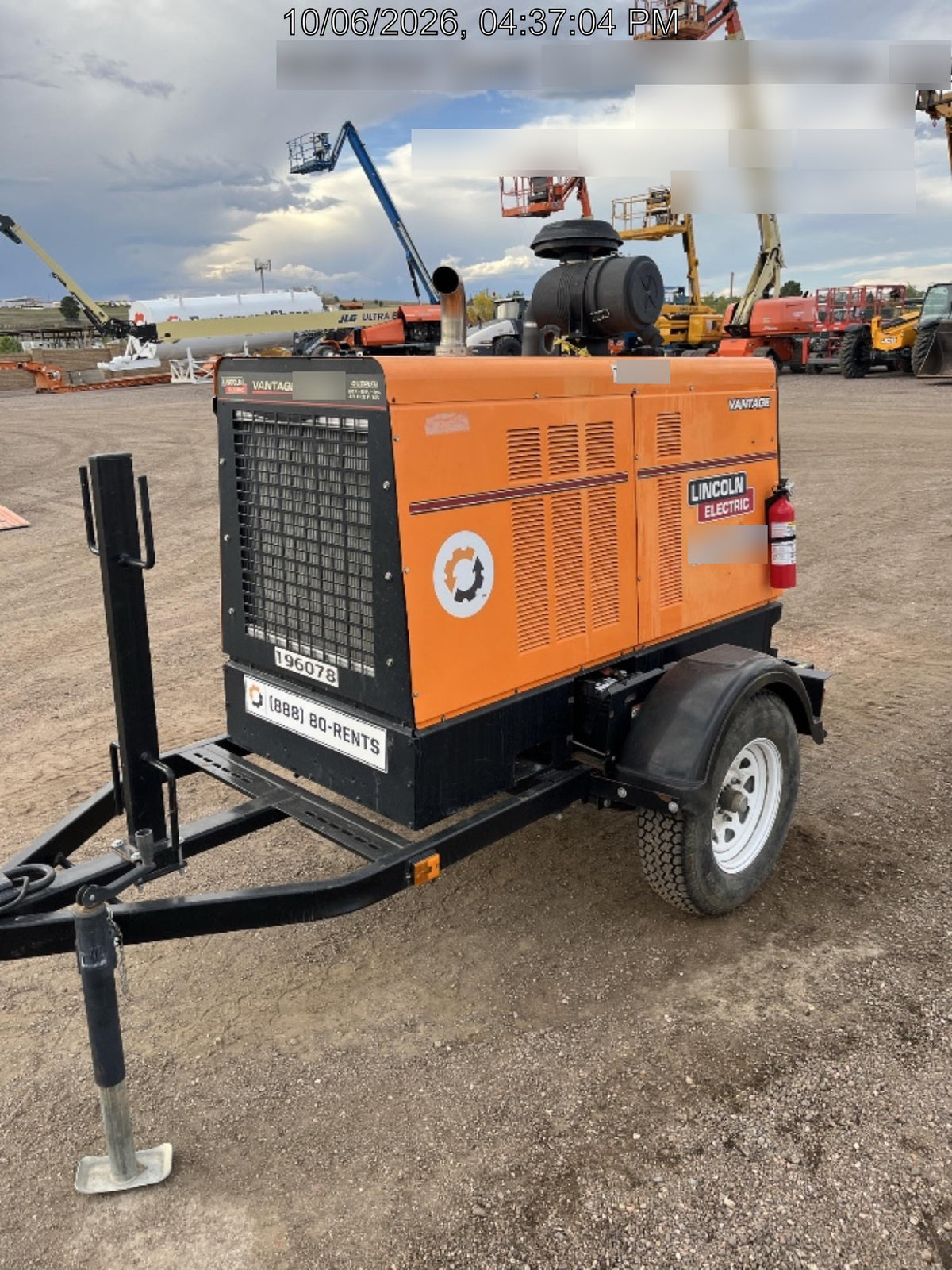 2021 Lincoln Electric Vantage 549X Ready Pak 3, ORANGE (includes trailer, cable rack, fender light kit)