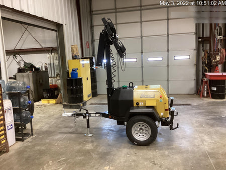 2022 Allmand NLV3GR (4) LED Light Fixture 350W, 23' Vertical Mast, 3kW Prime, Towable, Deep Sea L401, Leveling Jacks, Yanmar T4F 5.8hp