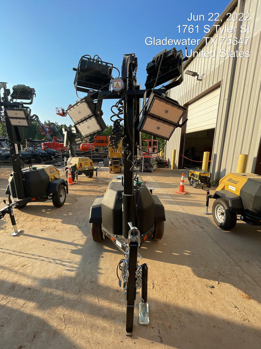 2022 Allmand NLV3GR (4) LED Light Fixture 350W, 23' Vertical Mast, 3kW Prime, Towable, Deep Sea L401, Leveling Jacks, Yanmar T4F 5.8hp